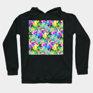 Bright Tropical Floral Print A Hoodie